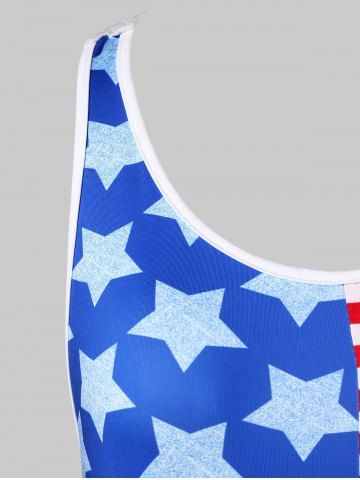 

Lace Panel American Flag Tank Top, Multi