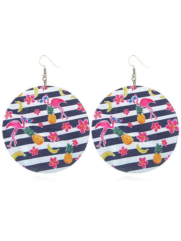 

Pink Flamingo Decorative Round Hook Earrings, Multi