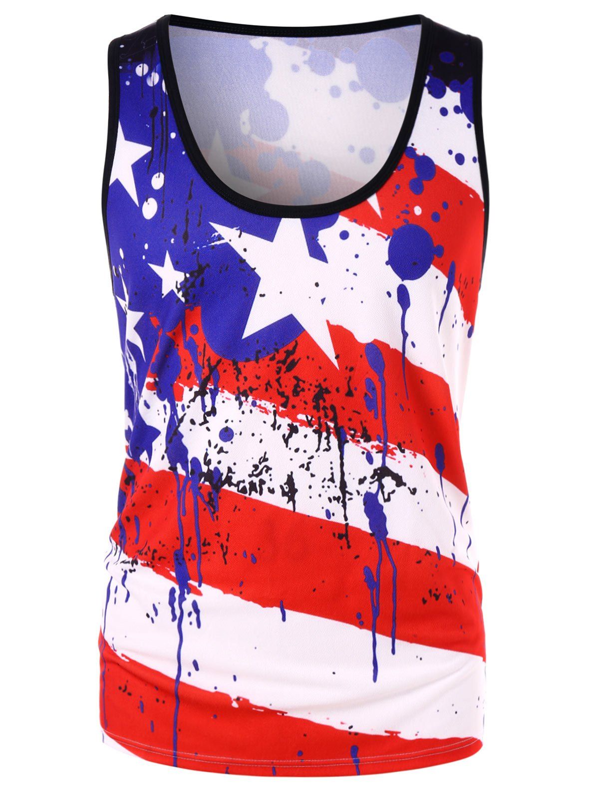 

Stars and Stripes Paint Splash Print Tank Top, Fire engine red