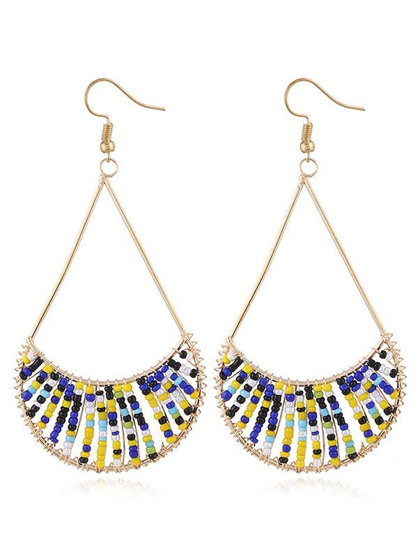 

Boho Beaded Fan Shaped Hook Earrings, Multi