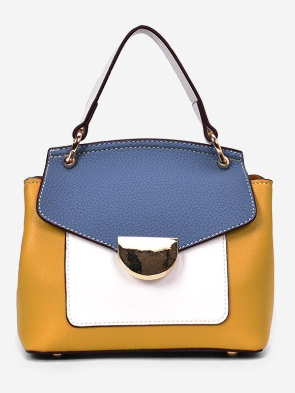 

Minimalism Color Block PU Leather Hand Bag, Denim blue