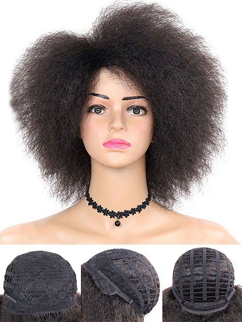 

Medium Side Bang Shaggy Afro Curly Synthetic Wig, Deep brown