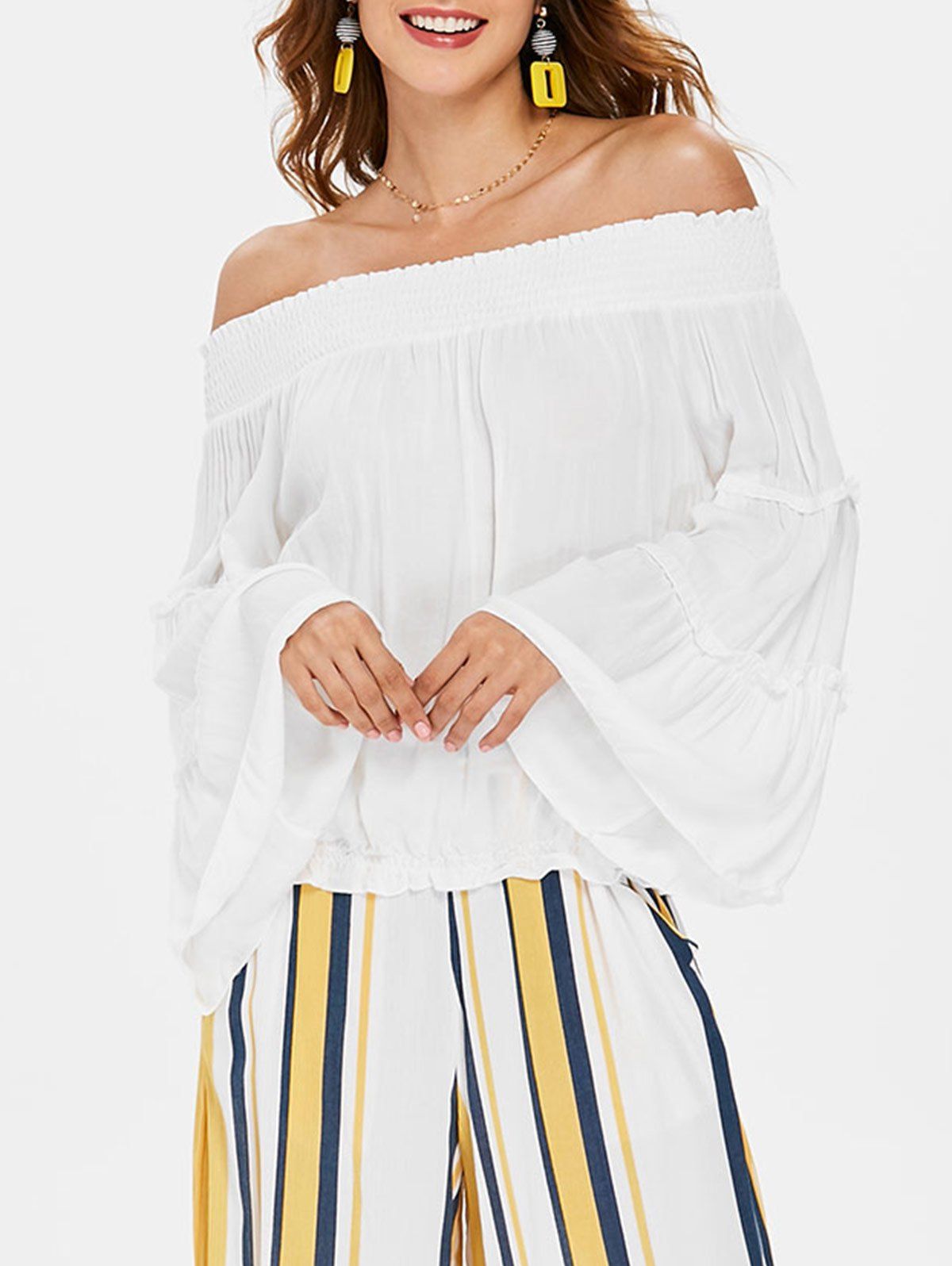 

Smocked Off The Shoulder Blouse, White