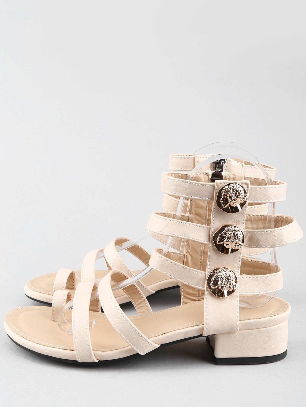 

Low Heel Gladiator Strappy Thong Sandals, Warm white
