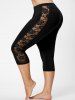 Mesh Panel Lace Plus Size Cropped Leggings -  