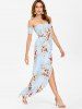 Floral Print Strapless Maxi Dress -  