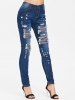 Skinny High Waisted Distressed Jeans -  