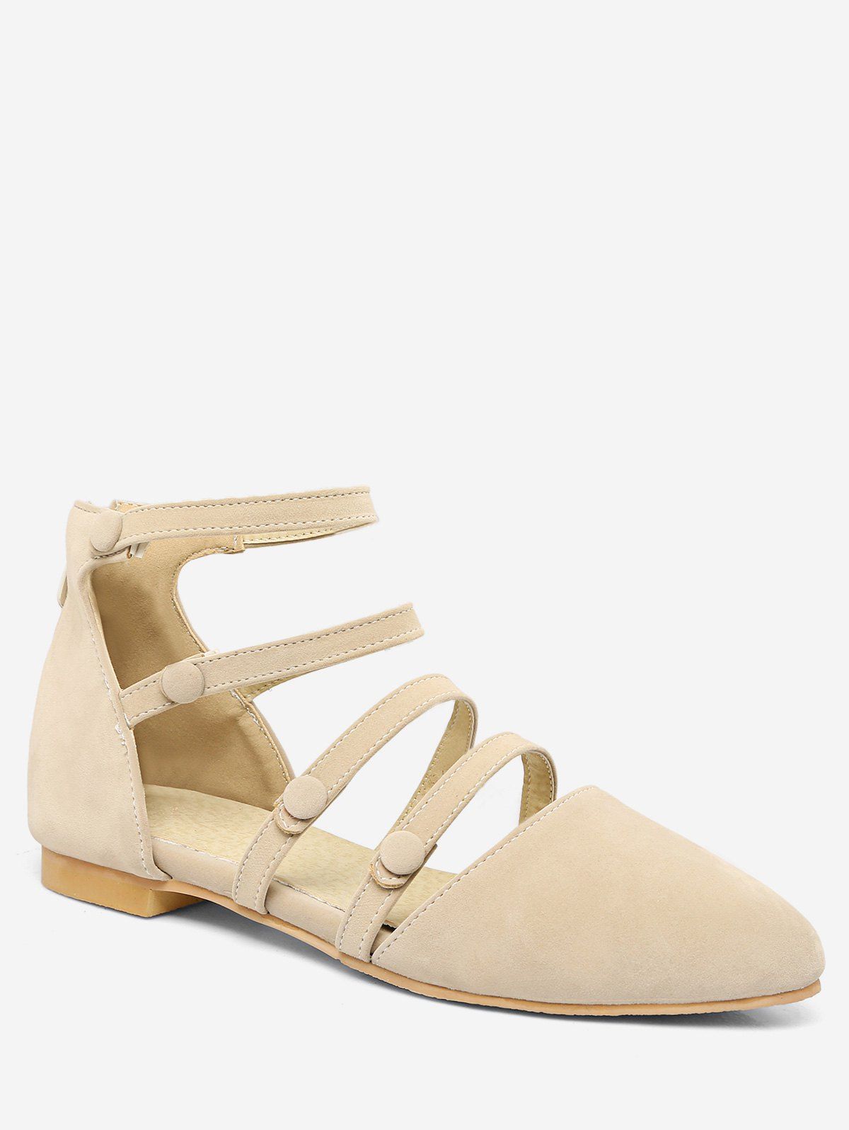 

Plus Size Ankle Strap Pointy Toe Sandals, Beige