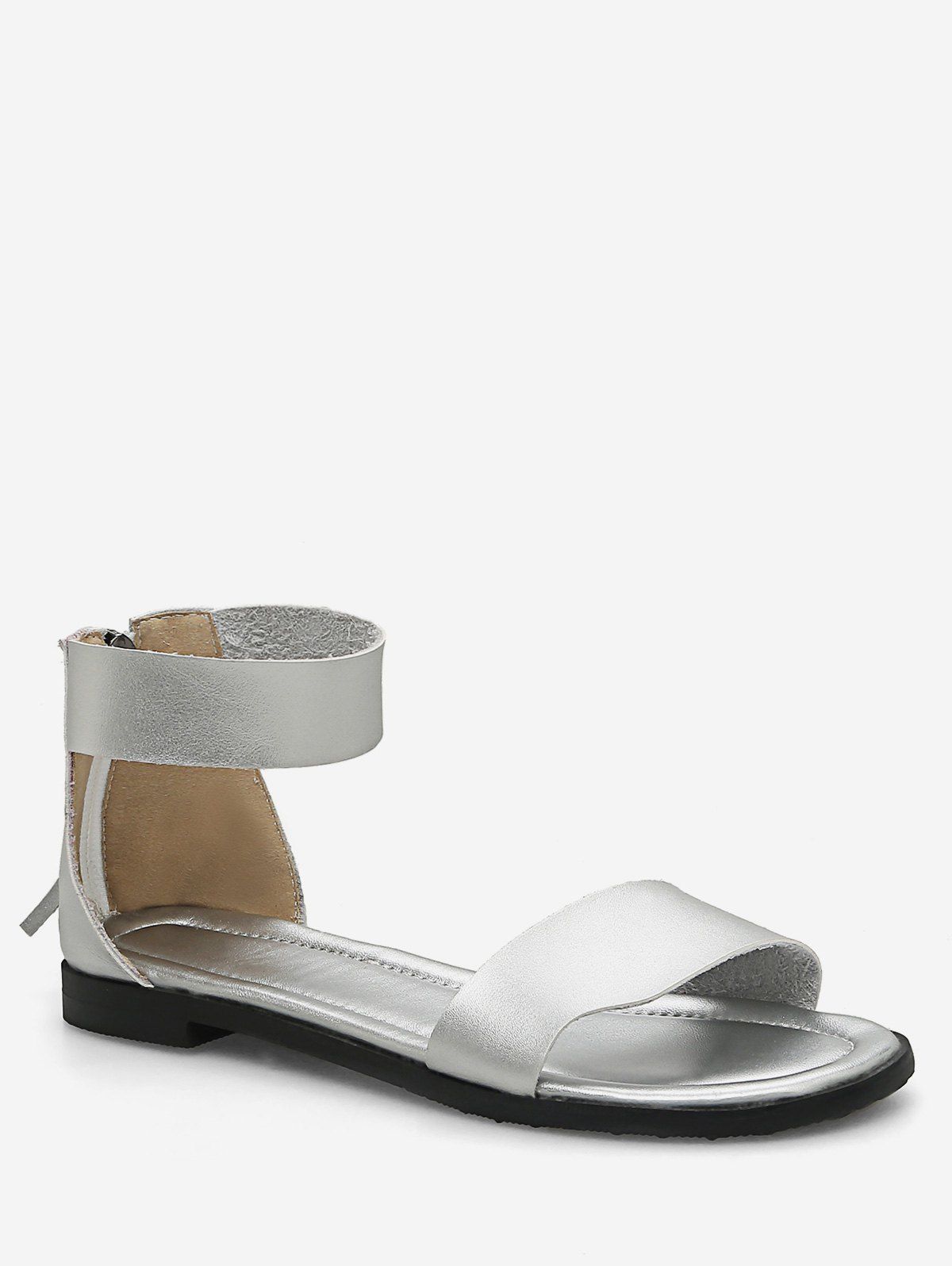 

Plus Size Ankle Strap Leisure Sandals, Silver