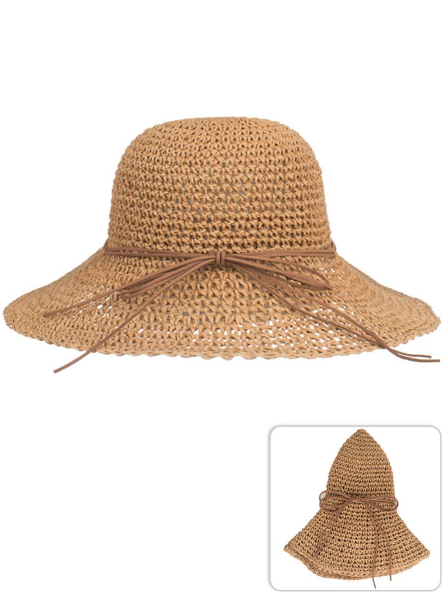 

Outdoor Bowknot Foldable Beach Sun Hat, Cinnamon