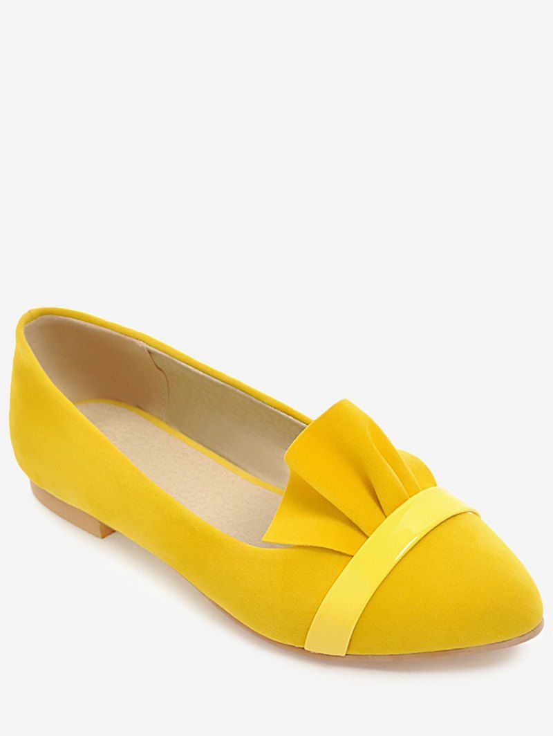 

Plus Size Slip On Casual Ruffles Flats, Yellow