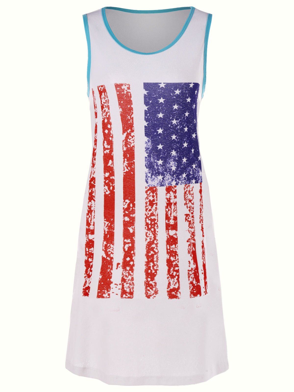 

American Flag Sleeveless Mini Tank Dress, Milk white