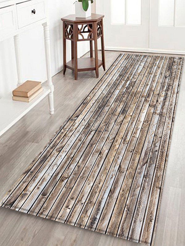 

Retro Wood Printed Anti-skid Indoor Outdoor Area Rug, Dark gray