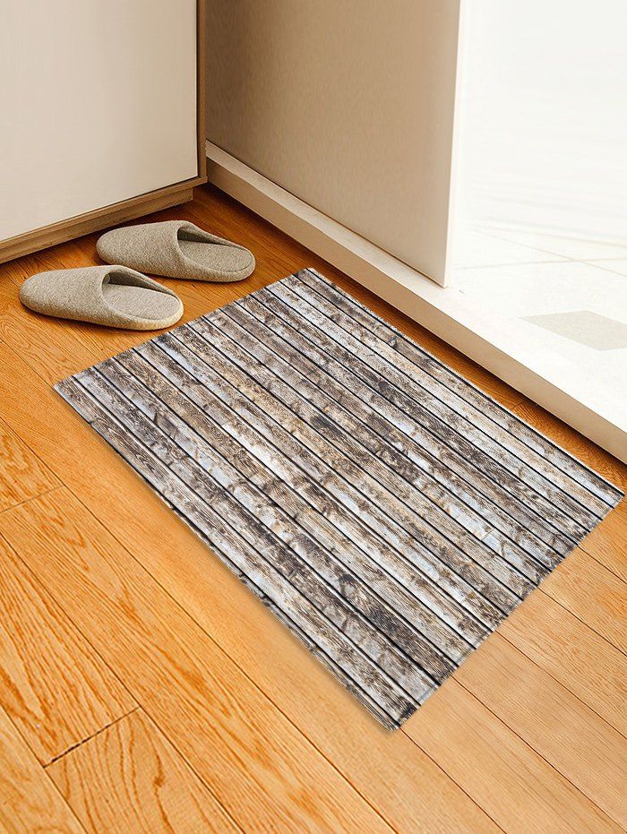 

Retro Wood Printed Anti-skid Indoor Outdoor Area Rug, Dark gray
