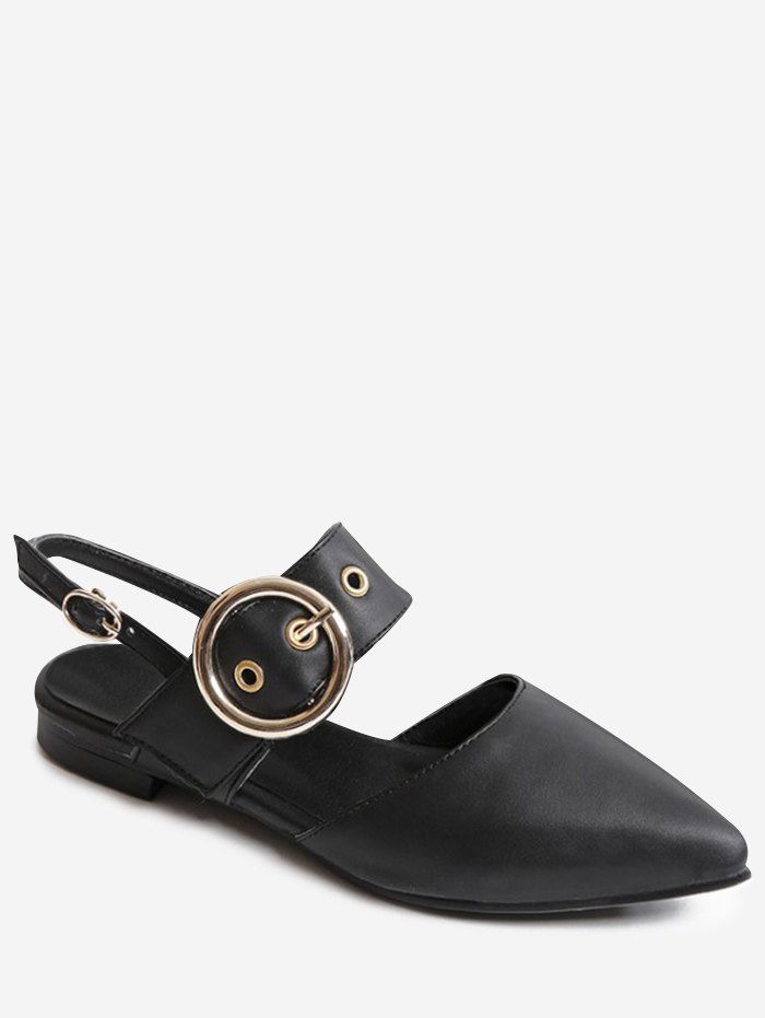 

Plus Size Pointed Toe Buckled Slingback Sandals, Black