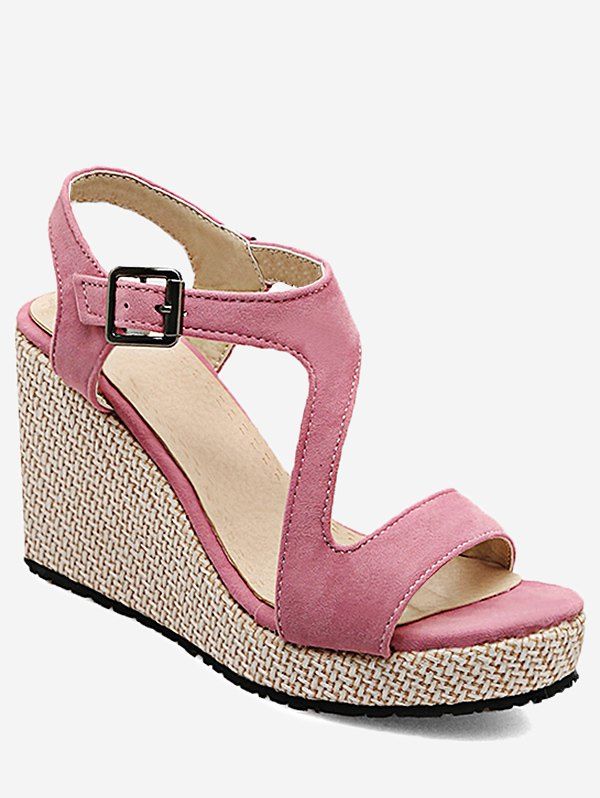 

Plus Size Espadrille Outdoor Vacation Wedge Sandals, Pink
