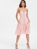 Button Up Pocket Open Back Midi Dress -  