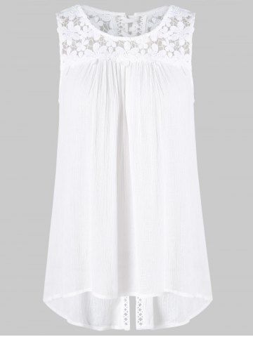 

Back Slit Lace Panel Tank Top, White