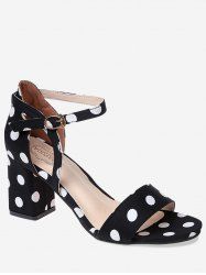 Chic Mid Heel Polka Dot Ankle Strap Sandals -  