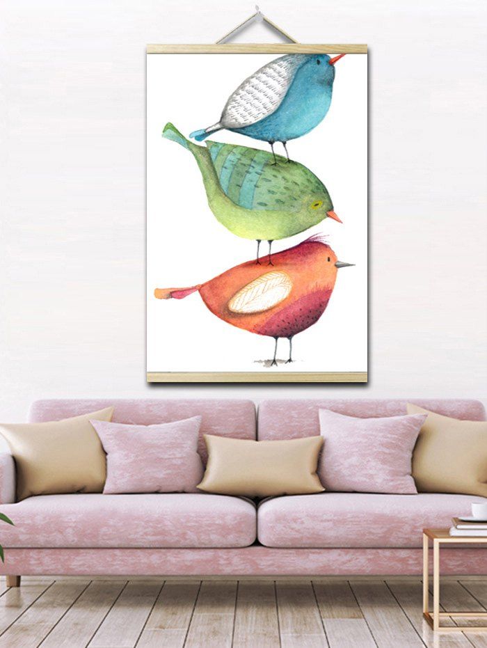 

Cartoon Birds Print Wall Hanging Art Canvas Painting, Multi