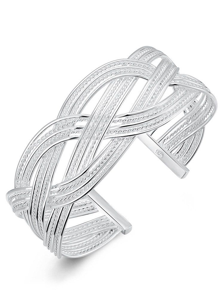 

Vintage Multi Layer Geometric Cuff Bracelet, Silver