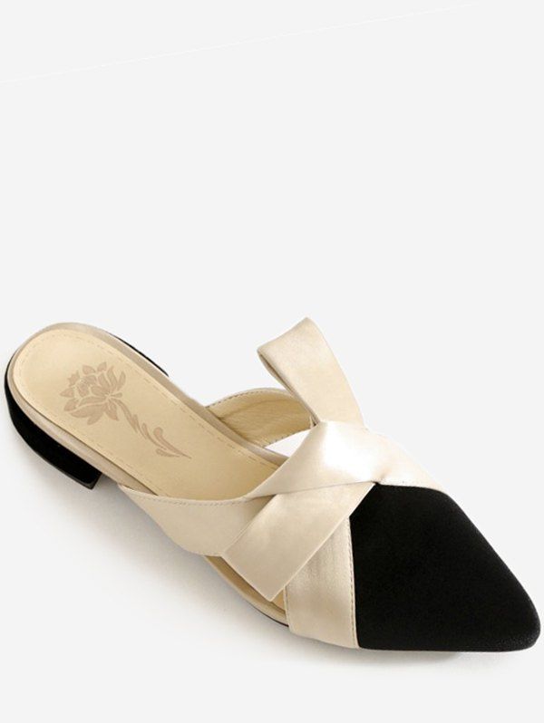 

Plus Size Leisure Contrasting Color Pointed Toe Mules Shoes, Black