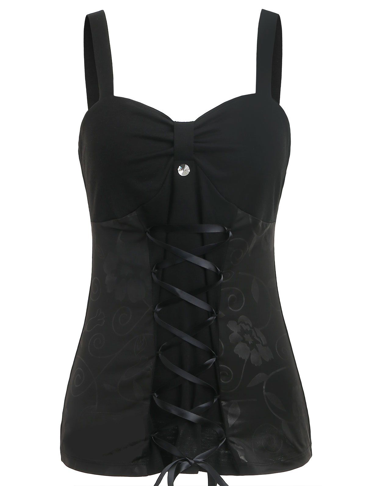 

Sweetheart Neck Criss Cross Tank Top, Black