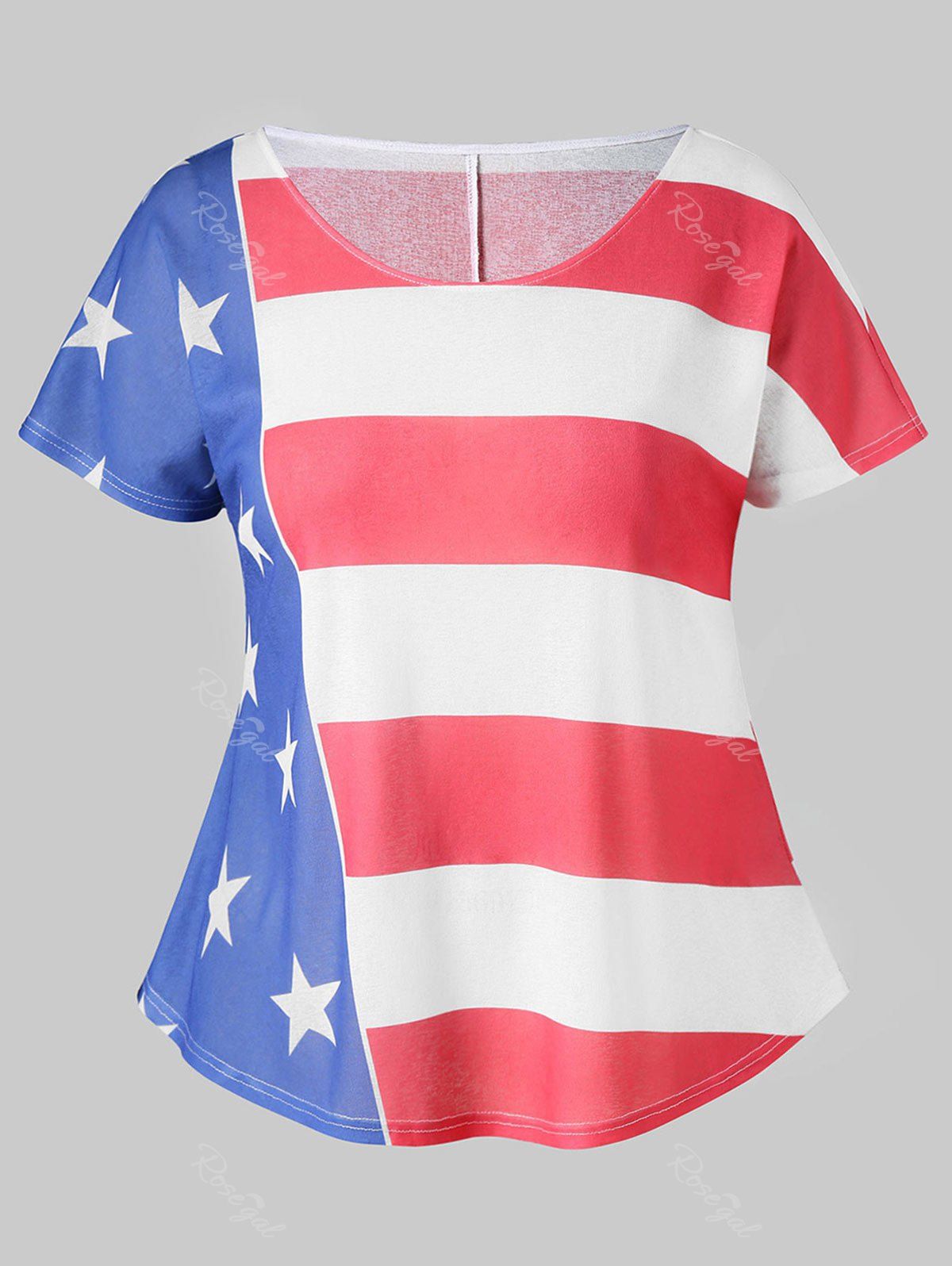 

Plus Size Curved Hem Patriotic T-shirt, Multi