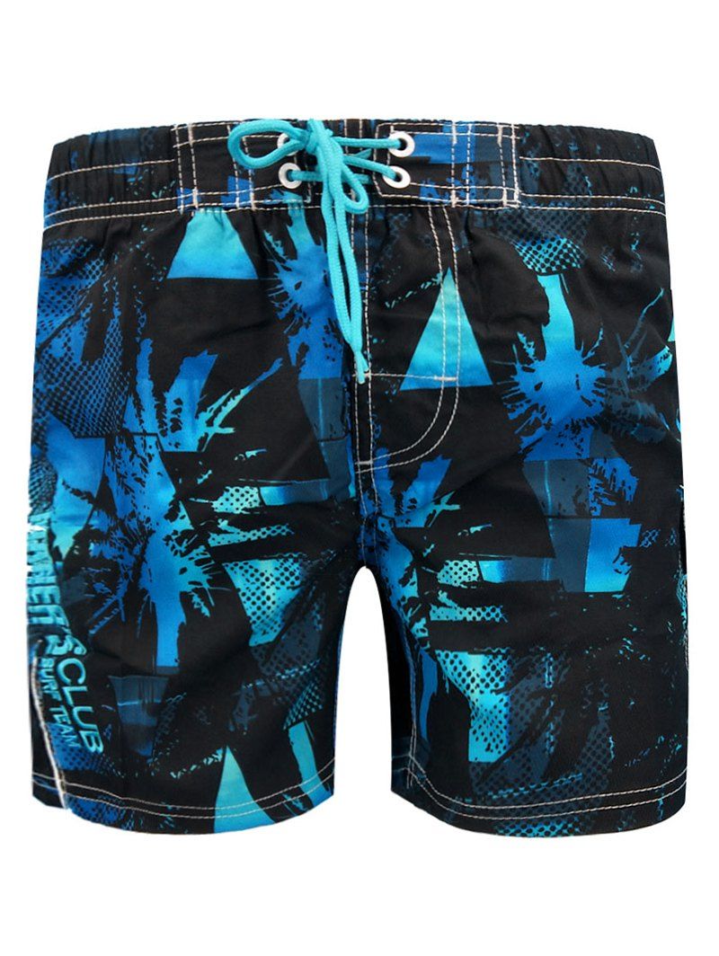 

Flap Pocket Criss Cross Embellished Board Shorts, Royal blue