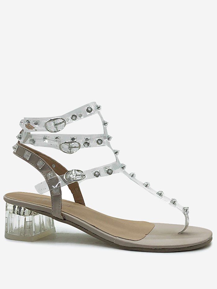 

Chunky Heel Transparent Ankle Strap Sandals, Silver