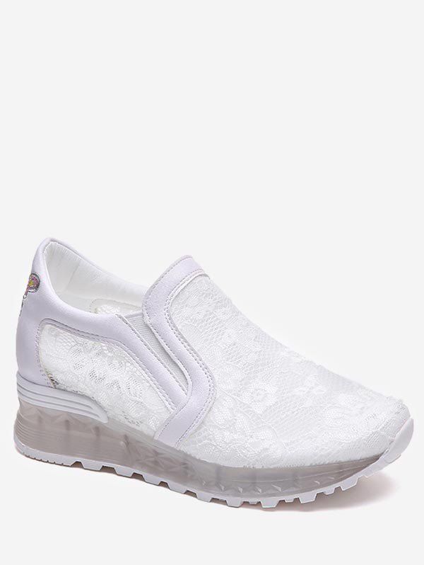 

Slip On Lace Patchwork Sneakers, White