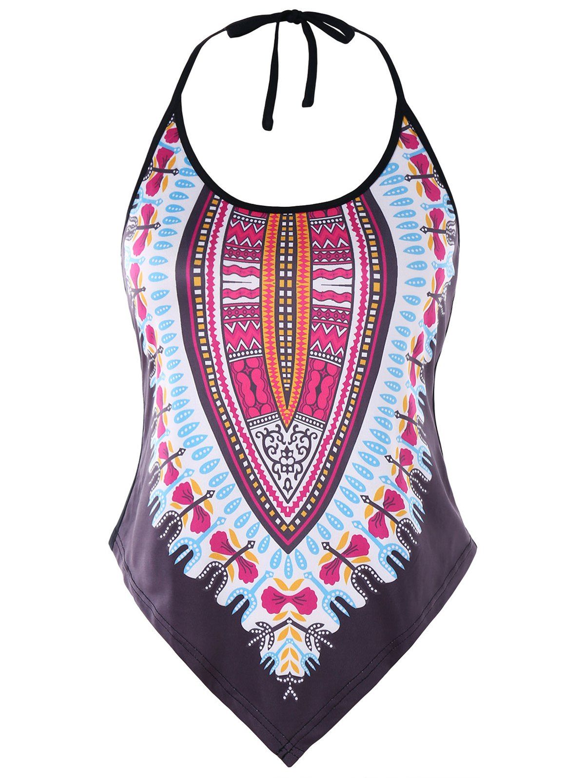 

Dashiki Print Halter Tank Top, Multi