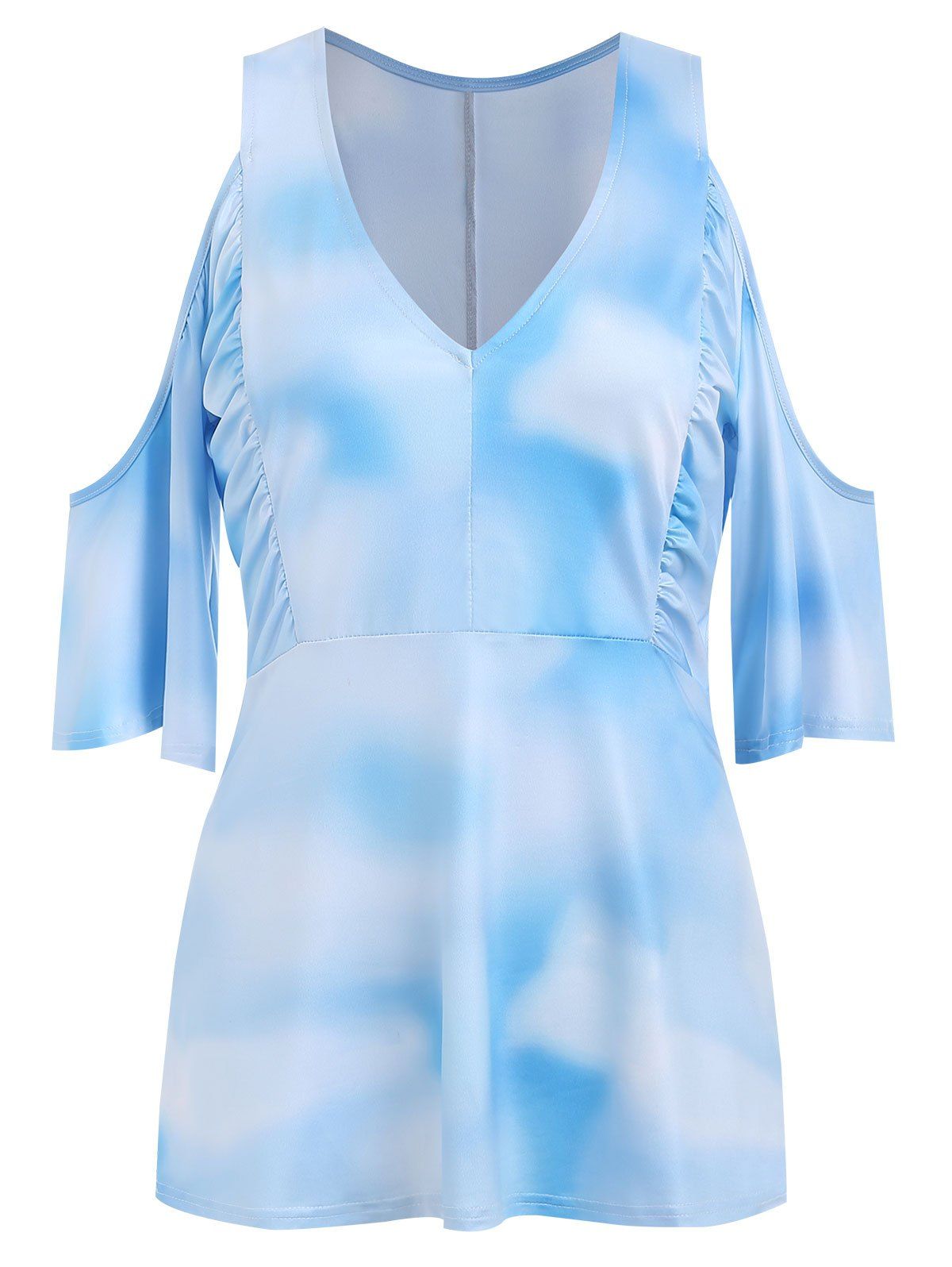 Cold Shoulder Ombre T-shirt, Light blue