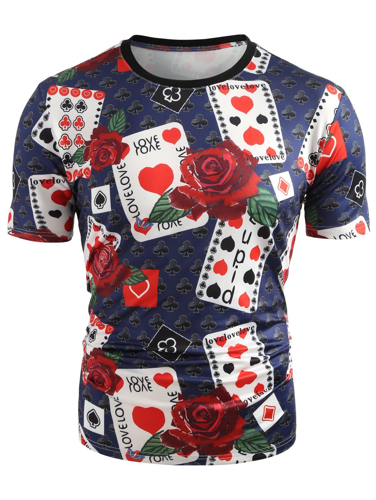 

Short Sleeve Cards Floral Print T-shirt, Multi