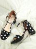 Chic Mid Heel Polka Dot Ankle Strap Sandals -  