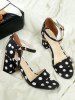 Chic Mid Heel Polka Dot Ankle Strap Sandals -  