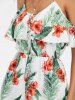 Cold Shoulder Floral Leaf Print Romper -  