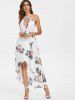 Robe Dos Nu à Ourlet Asymétrique et Imprimé Floral -  