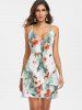 Robe en Camisole Superposée et à Imprimé Tropical -  