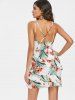 Robe en Camisole Superposée et à Imprimé Tropical -  