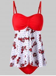 Crayfish Print Spaghetti Strap Tankini Set -  