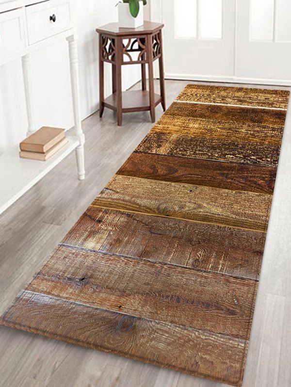 

Uhommi Wood Planks Print Antiskid Floor Rug