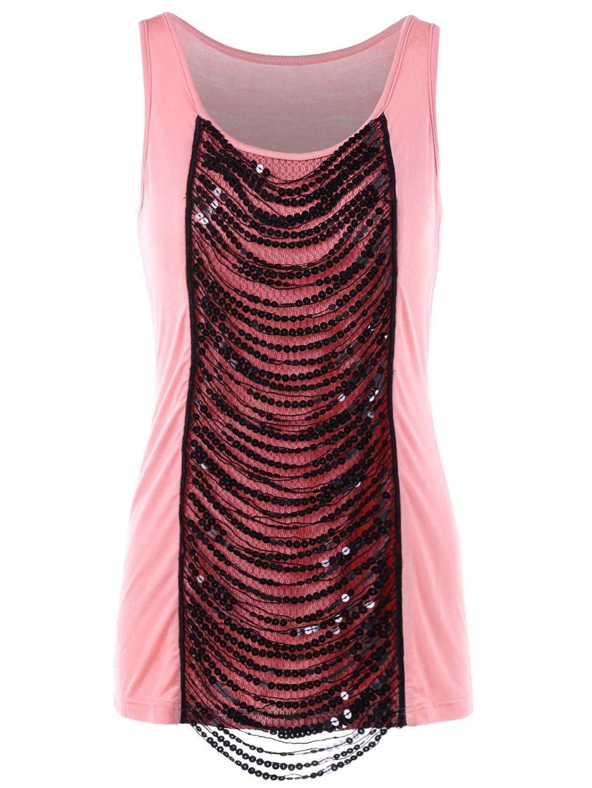 

Sequined Fitted Tank Top, Light pink