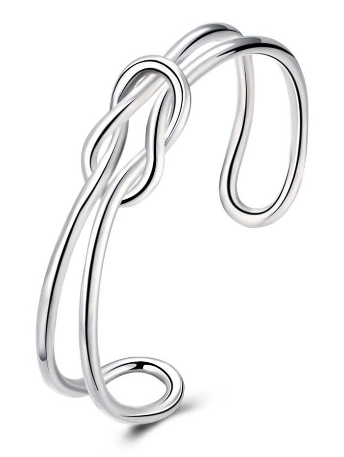 

Unique Hollow Out Knotted Cuff Bracelet, Silver