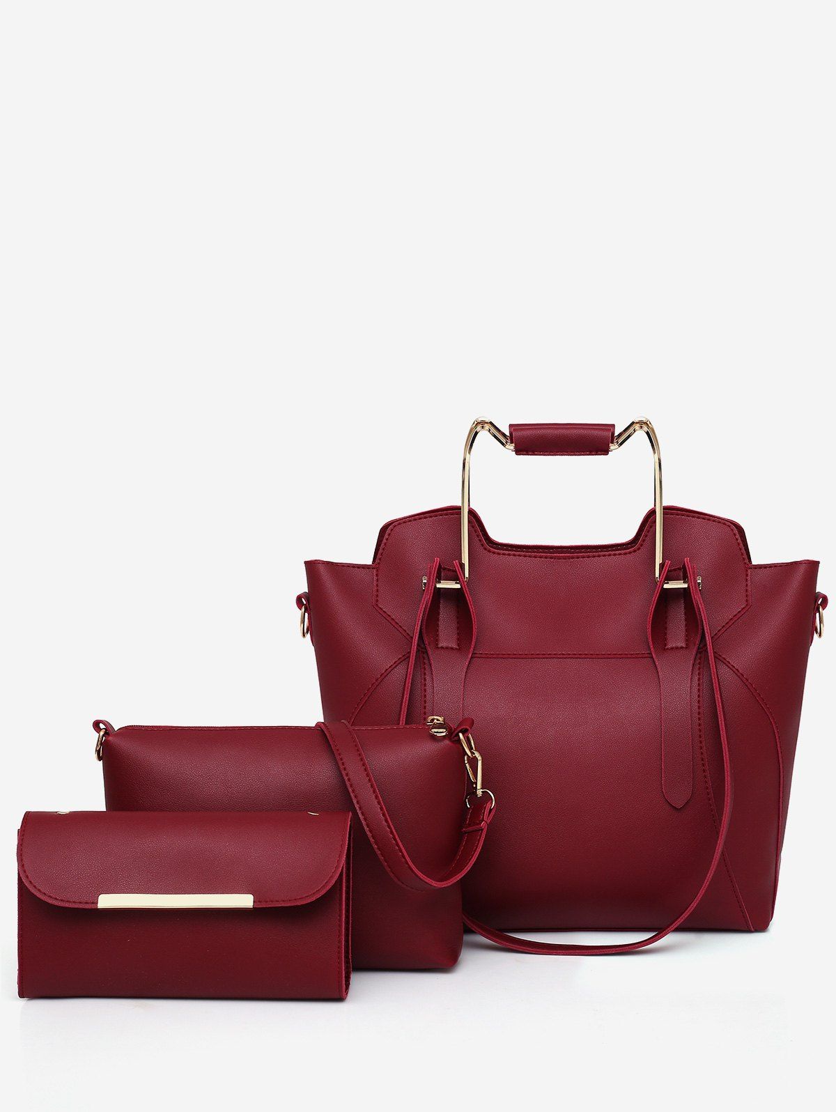 

3 Pieces Multi Functions Minimalist Tote Bag Set, Red wine