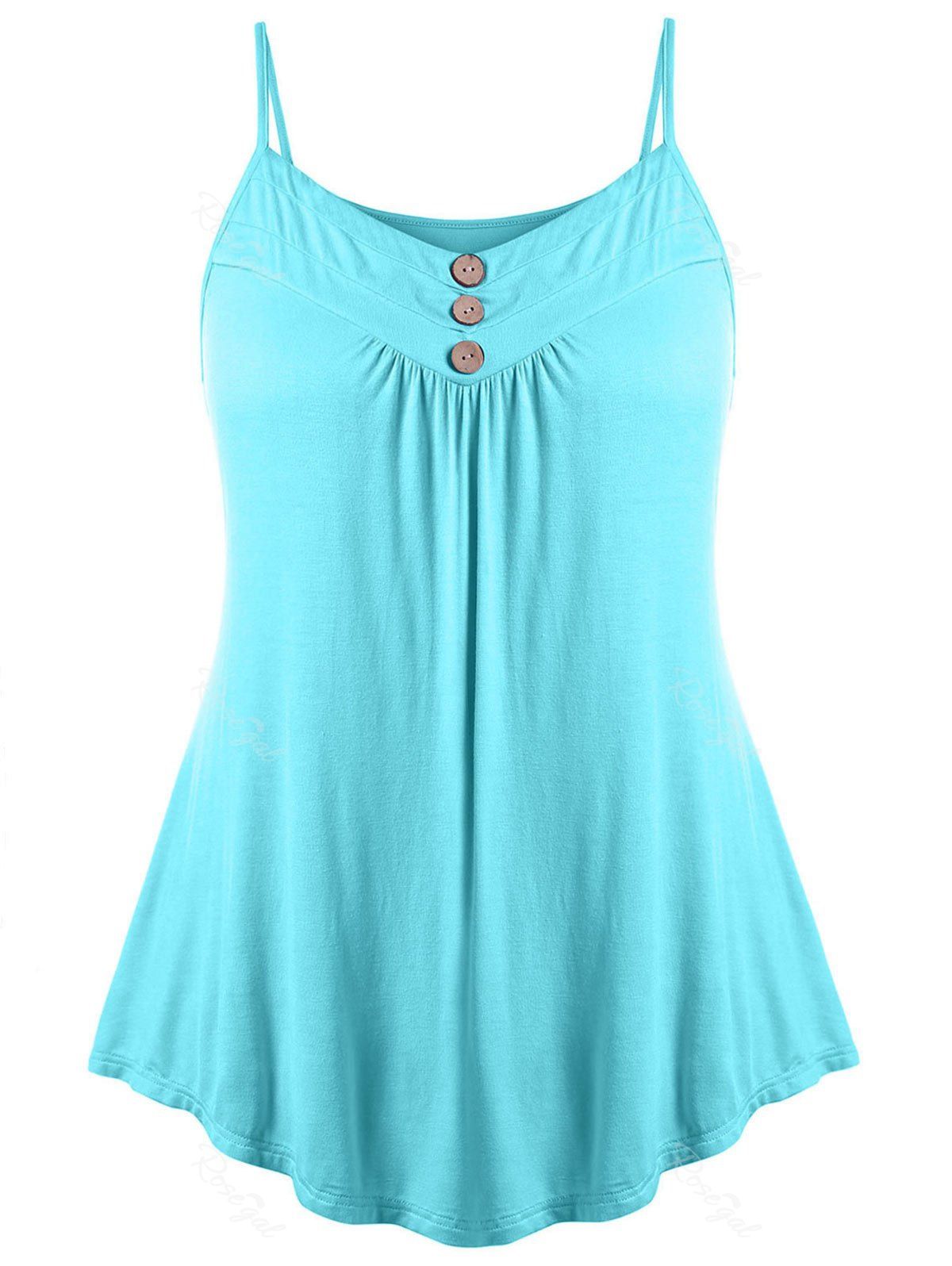 

Plus Size Button Embellished Slip Tank Top, Electric blue