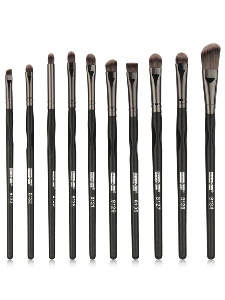 

Set of 10Pcs Fiber Hair Eyeshadow Blending Eye Makeup Brush, Black