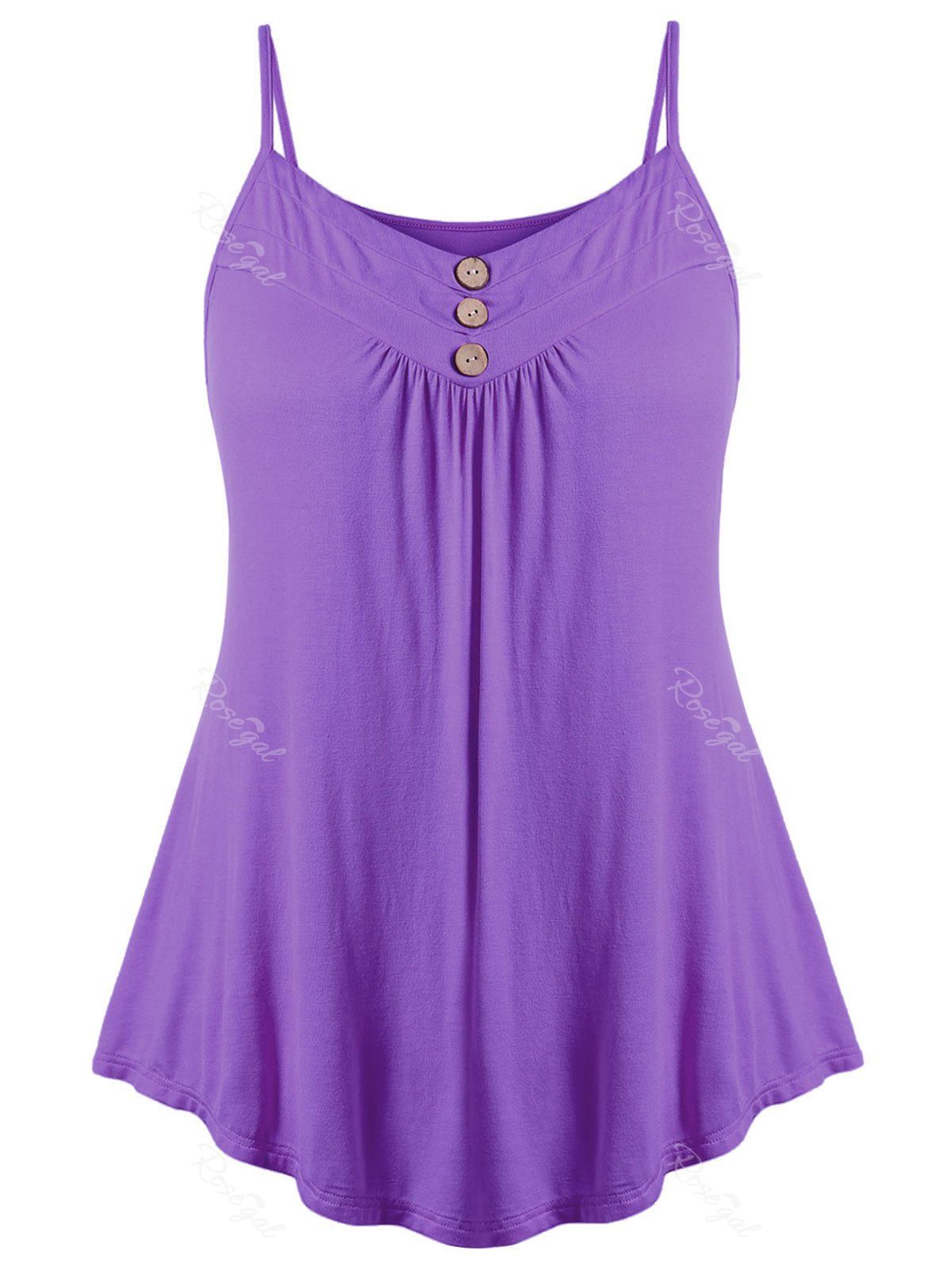

Plus Size Button Embellished Slip Tank Top, Purple