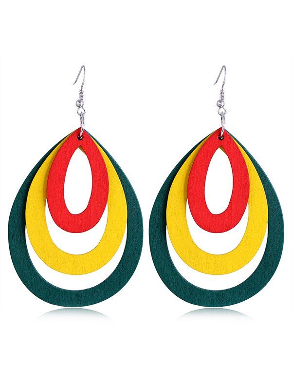 

Ethnic Tribal Wooden Hook Earrings, Multi