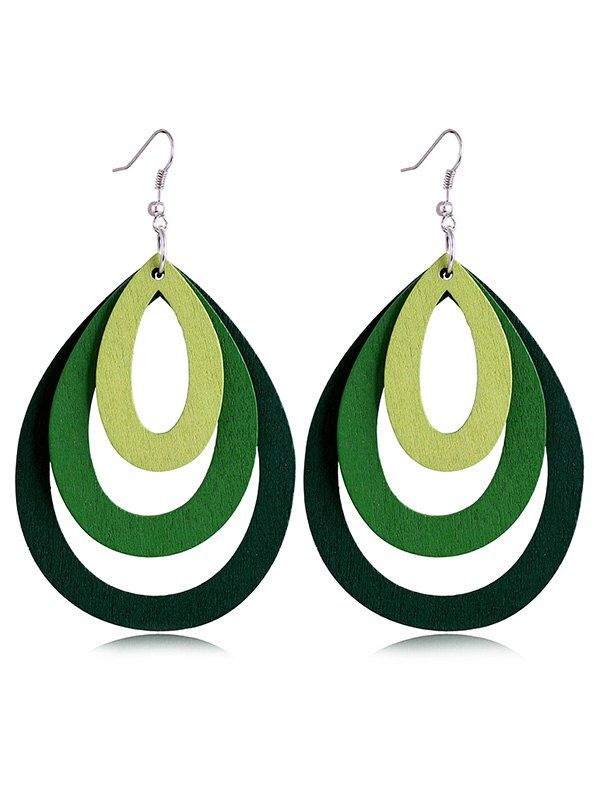 

Ethnic Tribal Wooden Hook Earrings, Green